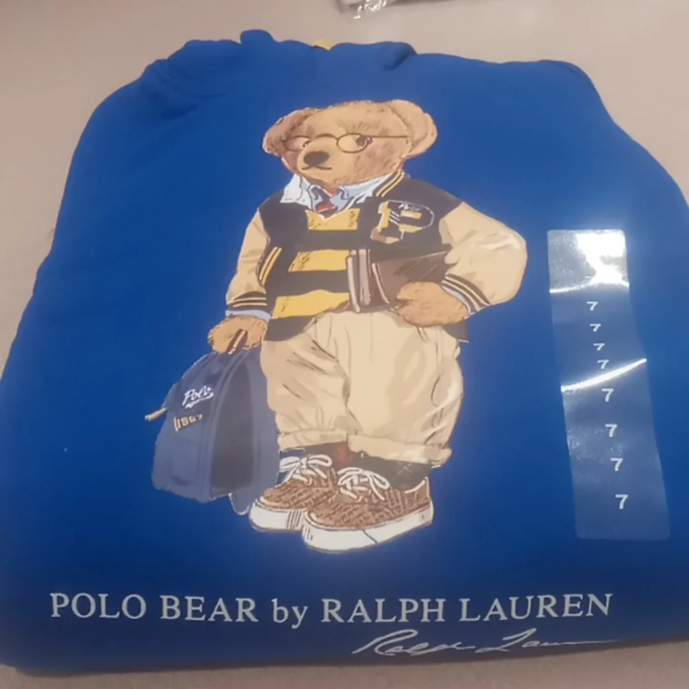 Ralph Lauren Polo Bear Fleece Hoodie Sapphire Star Blue Great for Back to School